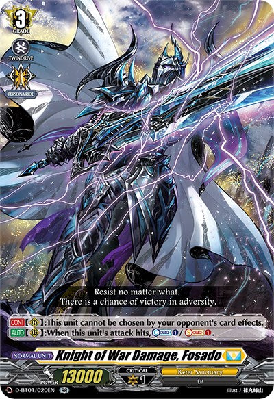 Knight of War Damage, Fosado (D-BT01/020EN) [Genesis of the Five Great –  50cards