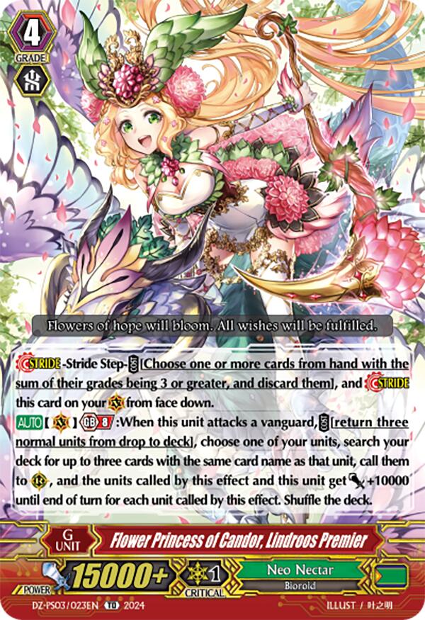 Flower Princess of Candor, Lindroos Premier (DZ-PS03/023EN) [DZ-PS03: Premium Deckset “Musketeer”]