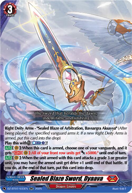 Sealed Blaze Sword, Dyaava (DZ-BT07/033EN) [DZ-BT07: Moon Fangs & Cerulean Blaze]