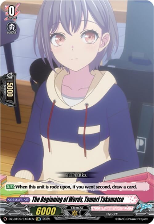 Image for The Beginning of Words, Tomori Takamatsu (EXC) (DZ-BT09/EX04EN) - Cardfight Vanguard