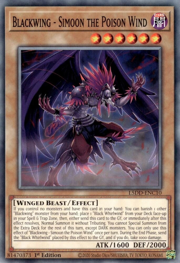 Image for Blackwing - Simoon the Poison Wind (L5DD-ENC10) - YuGiOh