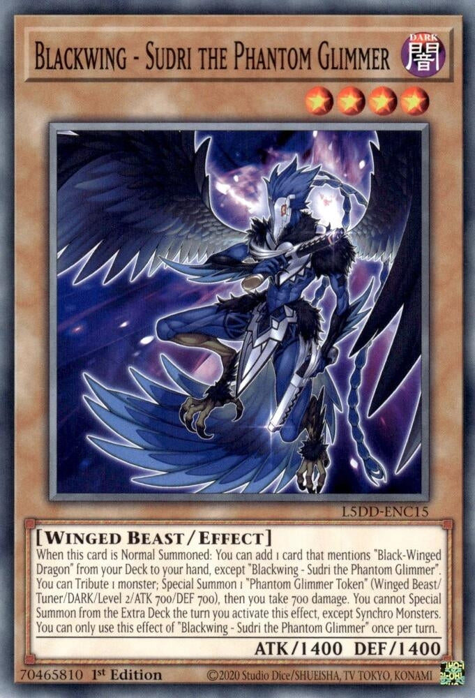 Image for Blackwing - Sudri the Phantom Glimmer (L5DD-ENC15) - YuGiOh