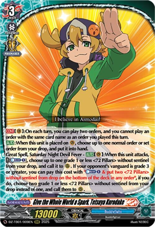 Image for Give the Whole World a Spark, Tetsuya Kurodake (DZ-TB01/009EN) - Cardfight Vanguard