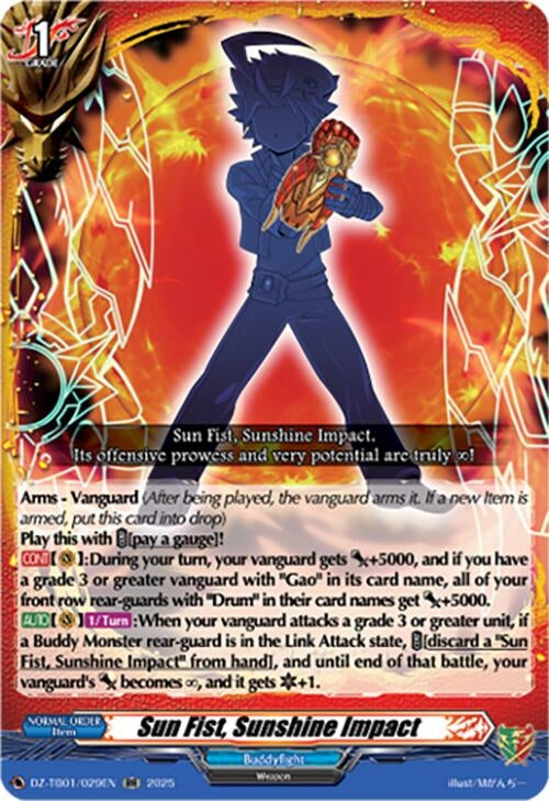 Image for Sun Fist, Sunshine Impact (DZ-TB01/029EN) - Cardfight Vanguard