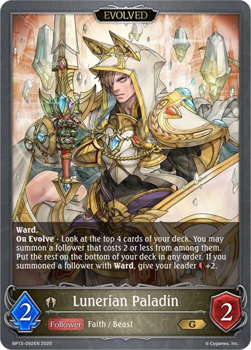 Image for Lunerian Paladin (Evolved) (BP13-092EN) - Shadowverse: Evolve