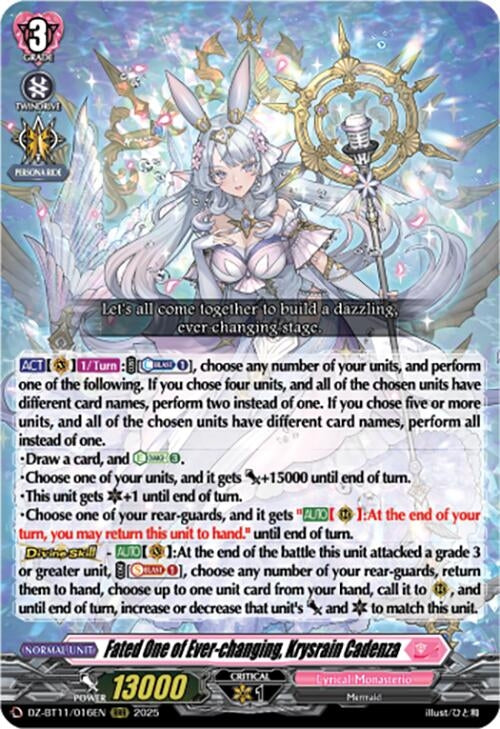 Image for Fated One of Ever-changing, Krysrain Cadenza (DZ-BT11/016EN) - Cardfight Vanguard