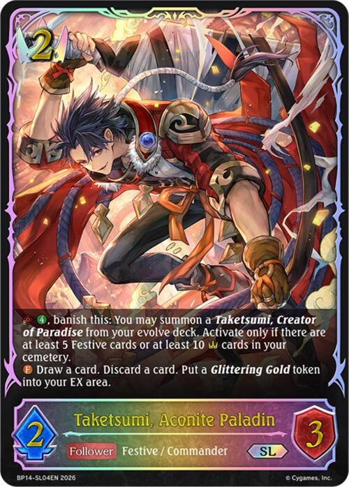 Image for Taketsumi, Aconite Paladin (SL) (BP14-SL04EN) - Shadowverse: Evolve