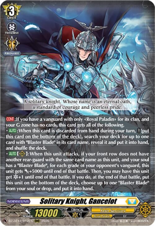 Image for Solitary Knight, Gancelot (DZ-BT12/012EN) - Cardfight Vanguard