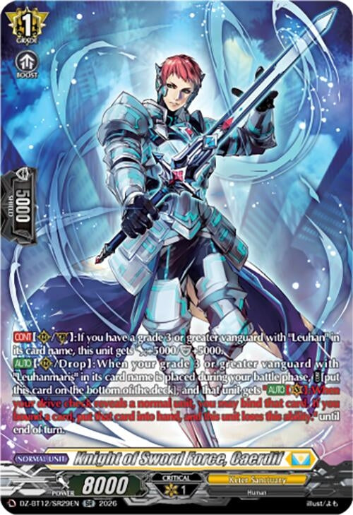 Image for Knight of Sword Force, Caerdif (SR) (DZ-BT12/SR29EN) - Cardfight Vanguard