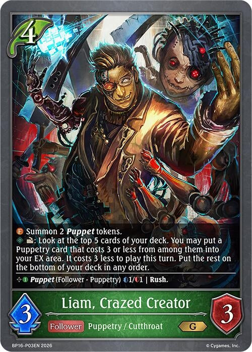 Image for Liam, Crazed Creator - P03 (Foil) (BP16-P03EN) - Shadowverse: Evolve