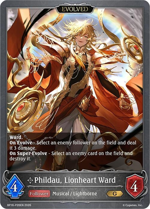 Image for Phildau, Lionheart Ward (Evolved) - P26 (Foil) (BP16-P26EN) - Shadowverse: Evolve