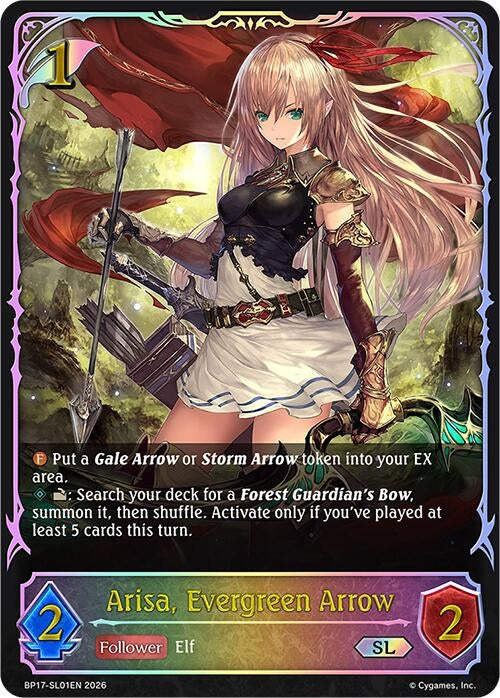 Image for Arisa, Evergreen Arrow (SL) (BP17-SL01EN) - Shadowverse: Evolve