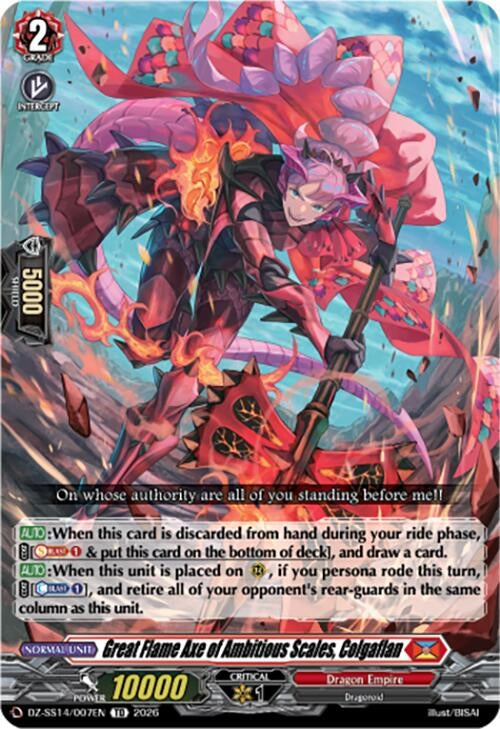 Image for Great Flame Axe of Ambitious Scales, Colgaflan (DZ-SS14/007EN) - Cardfight Vanguard