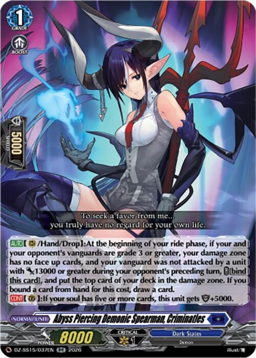Image for Abyss Piercing Demonic Spearman, Criminatles (DZ-SS15/037EN) (DZ-SS15) - Cardfight Vanguard