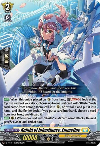 Image for Knight of Inheritance, Emmeline (D-PR/1127EN) (D-PR/1127EN) (D-PR) - Cardfight Vanguard