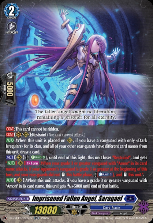 Image for Imprisoned Fallen Angel, Saraqael (DZ-BT15/025EN) (DZ-BT15) - Cardfight Vanguard