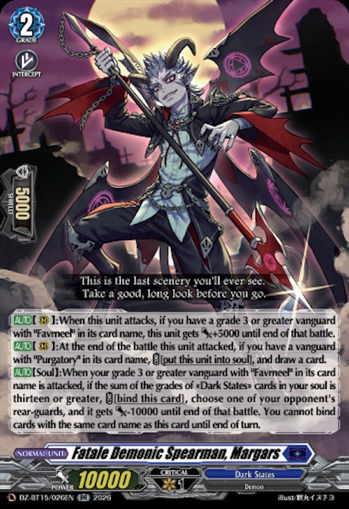 Image for Fatale Demonic Spearman, Margars (DZ-BT15/026EN) (DZ-BT15) - Cardfight Vanguard