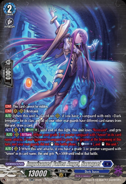 Image for Imprisoned Fallen Angel, Saraqael (SR) (DZ-BT15/SR14EN) (DZ-BT15) - Cardfight Vanguard