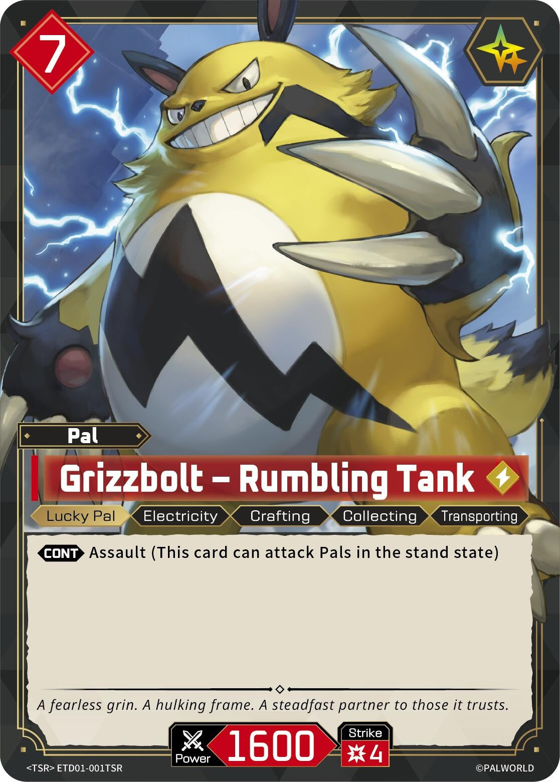 Image for Grizzbolt - Rumbling Tank (TSR) (ETD01-001TSR) (TD01) - Palworld OFFICIAL CARD GAME