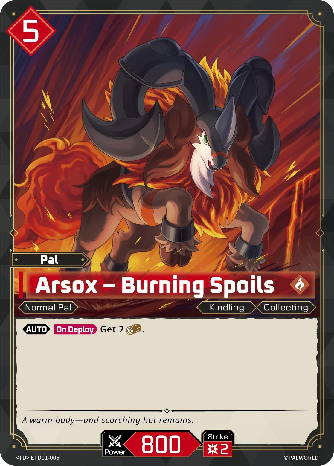 Image for Arsox - Burning Spoils (ETD01-005) (TD01) - Palworld OFFICIAL CARD GAME