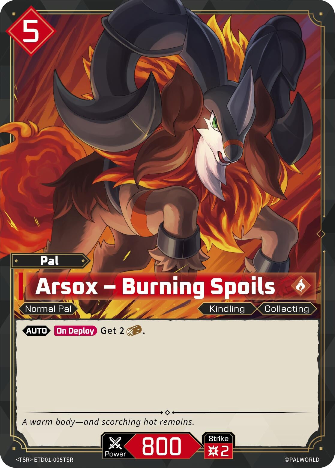 Image for Arsox - Burning Spoils (TSR) (ETD01-005TSR) (TD01) - Palworld OFFICIAL CARD GAME