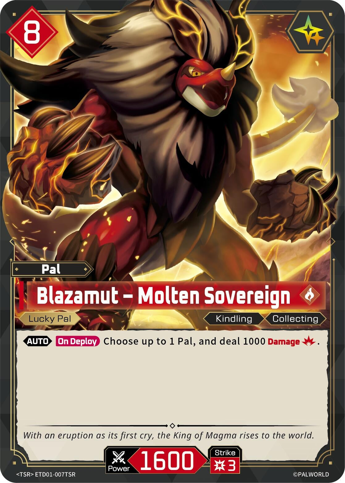 Image for Blazamut - Molten Sovereign (TSR) (ETD01-007TSR) (TD01) - Palworld OFFICIAL CARD GAME