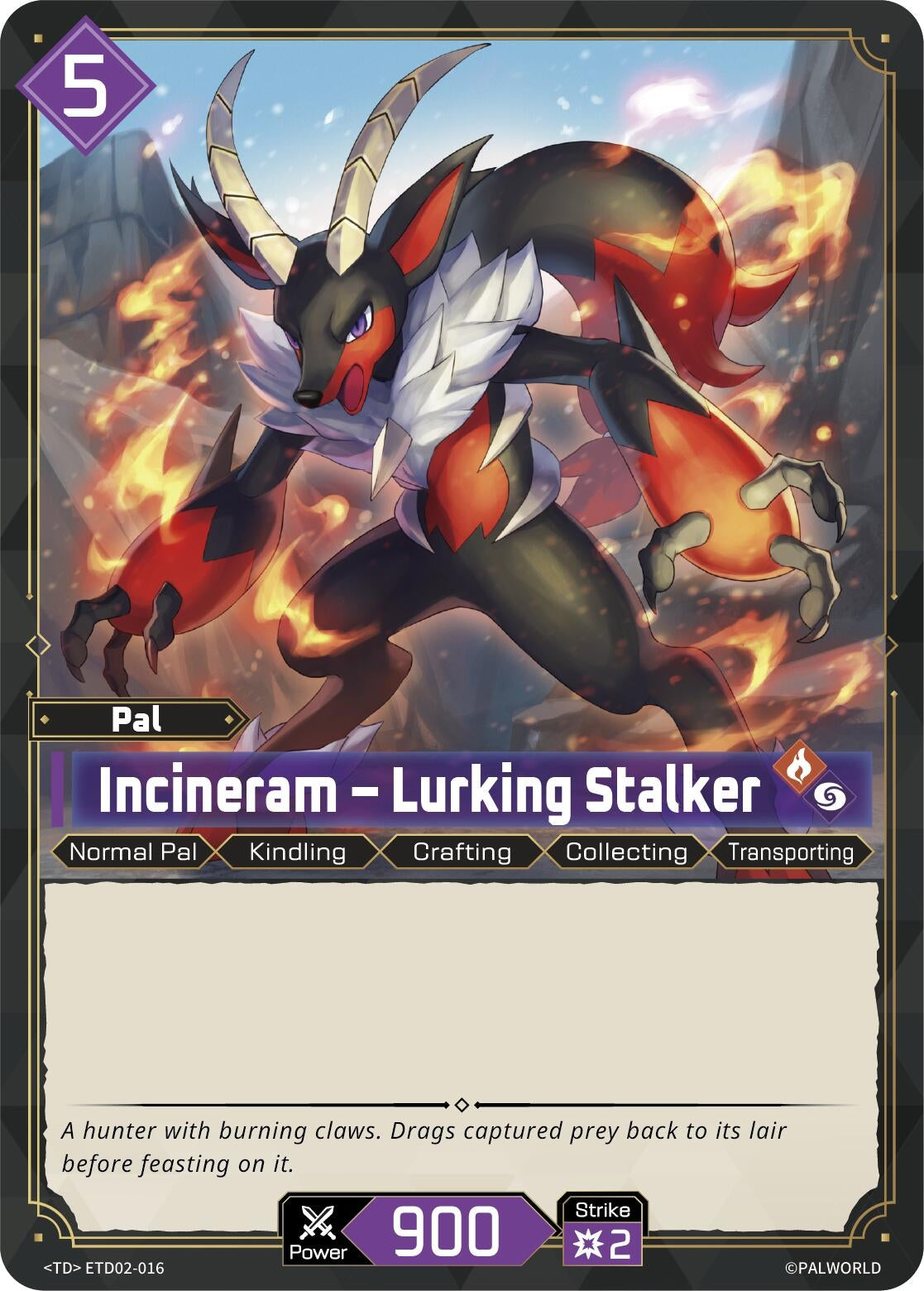 Image for Incineram - Lurking Stalker (ETD02-016) (TD02) - Palworld OFFICIAL CARD GAME
