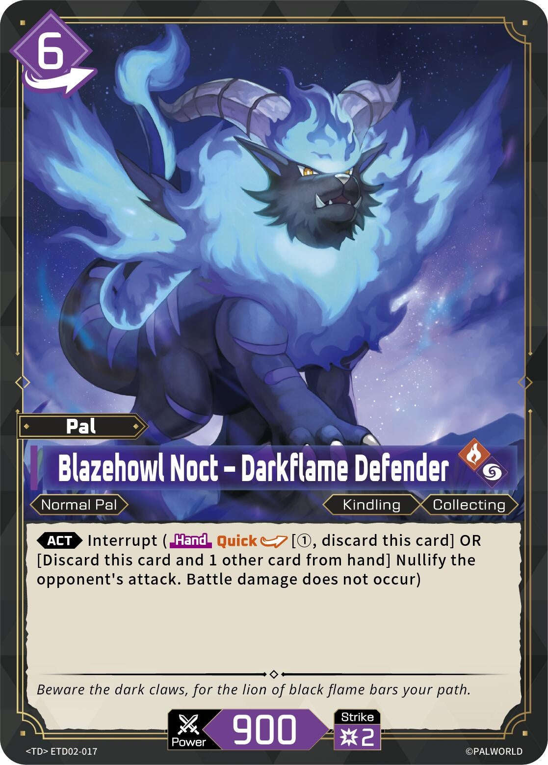 Image for Blazehowl Noct - Darkflame Defender (ETD02-017) (TD02) - Palworld OFFICIAL CARD GAME