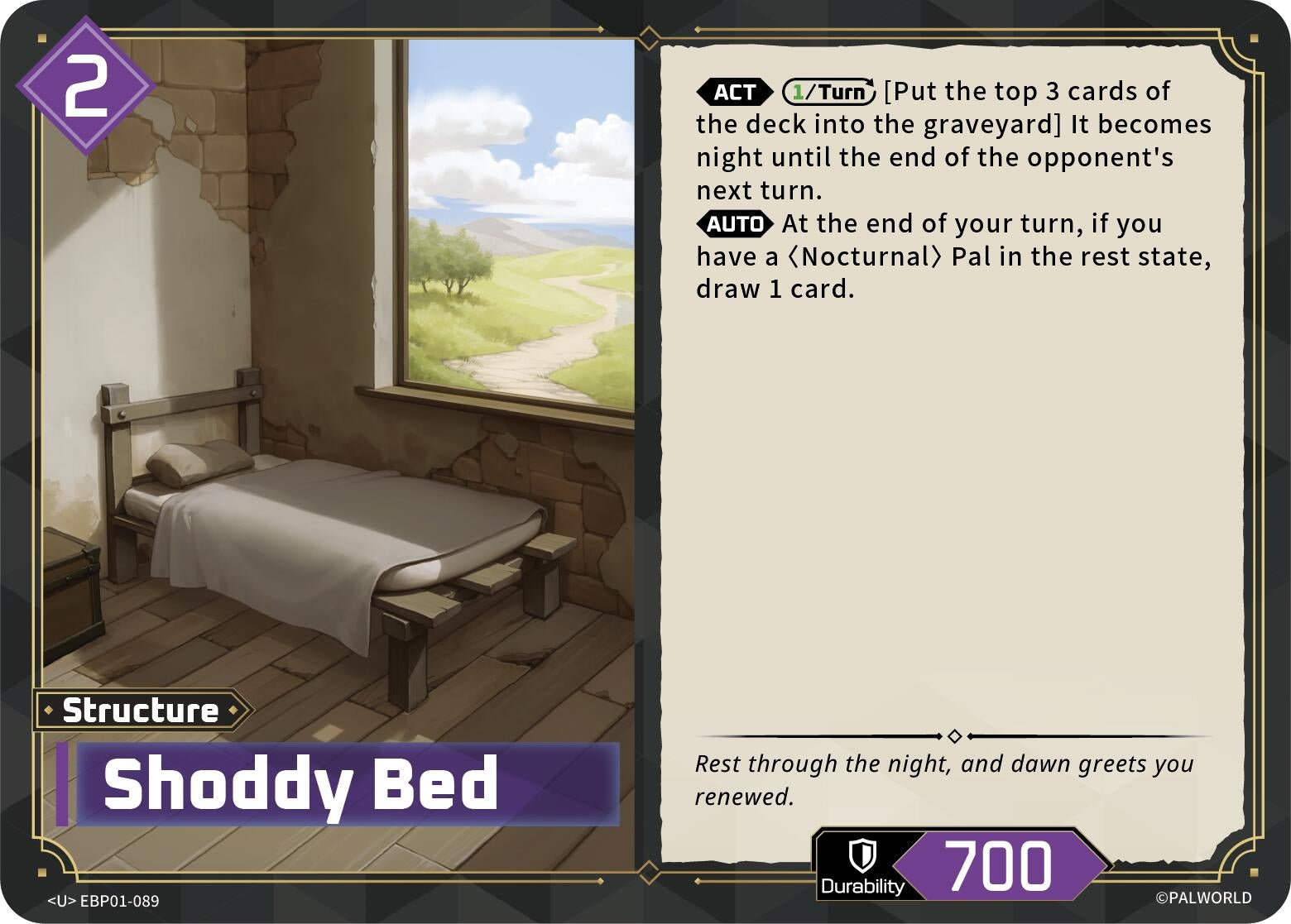 Image for Shoddy Bed (EBP01-089) (BP01) - Palworld OFFICIAL CARD GAME