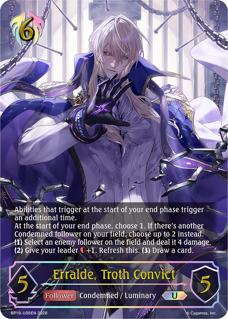 Image for Erralde, Troth Convict (U) - U06EN (Foil) (BP19-U06EN) (BP19) - Shadowverse: Evolve