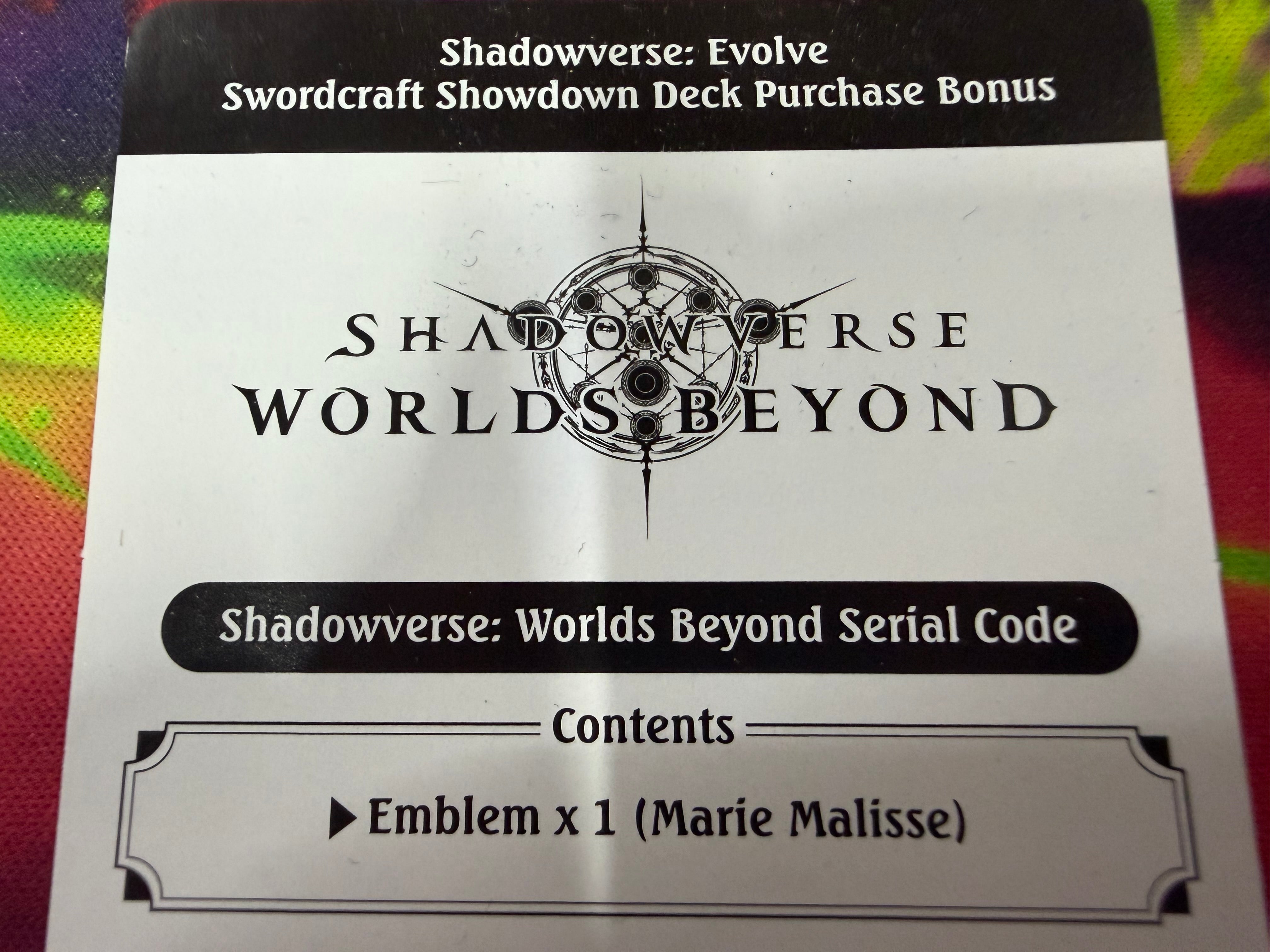 Shadowverse: Evolve Worlds Beyond Showdown Deck Serial Code